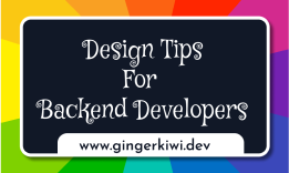 Text: design tips for backend devs. Design: rainbow